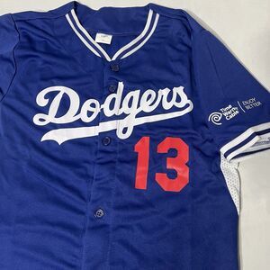 MLB Los Angeles Dodgers Jersey Youth Kids XLarge Blue Button Down Short Sleeve